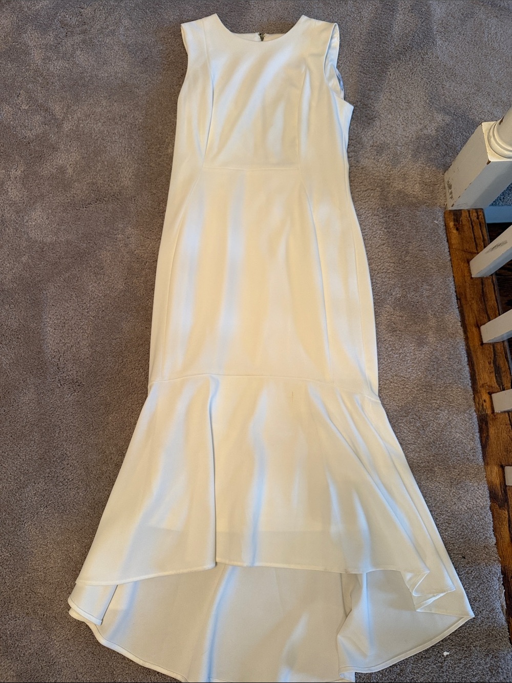 Calvin Klein White High-Low Mermaid Hem Dress